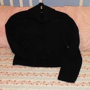 EUC Slightly cropped black  turtleneck sweater, size L, soft feel